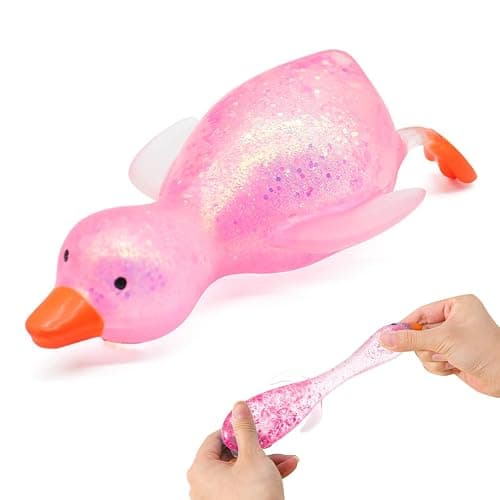 Cute Duck Squishy Sugar Stress Ball, Soft Duck Stress Relief Sugar Ball Squishy Ultra Squishy and Moldable Slow Rise Relaxing Sensory Stress for Anxiety (Pink) - Image 1