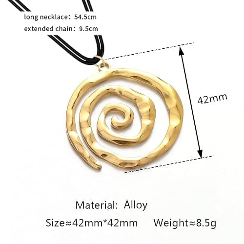 POYAMUSE Chunky Spiral Swirl Necklace - Aesthetic Grunge Jewelry for Trendy Looks, Boho Choker Necklace - Bohemia Jewelry for Women - B-Silver thumbnail 2