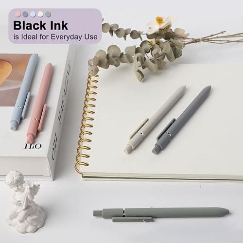 FIOVER Gel Pens, 5pcs 0.5mm Quick Dry Black Ink Fine Point Smooth Writing Pens High-End Series Ballpoint for Office School Supplies(Morandi) - Morandi thumbnail 3