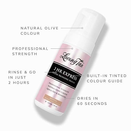Loving Tan 2 HR Express Self Tanning Mousse, Medium - Streak Free, Natural, Professional Quality - 5+ Sunless Self Tanner Applications per Bottle, Cruelty Free, Naturally Derived DHA - 4 FL Oz thumbnail 4