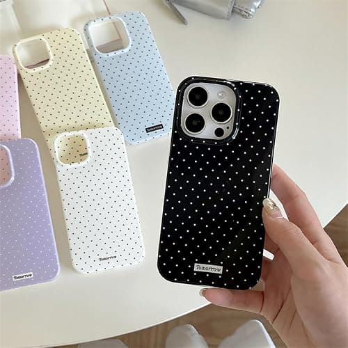 inewateri Compatible with iPhone 16 Case with Cute Fashion Polka Dot Aesthetics Design Simple Cases for Soft TPU Slim Protection Cover-Black thumbnail 3