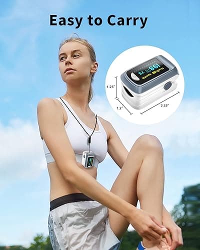 Fingertip Pulse Oximeter Blood Oxygen Saturation Monitor Pulse Ox, Heart Rate and Fast Spo2 Reading Oxygen Meter with OLED Screen Included Lanyard and 2 X AAA Batteries - Gray thumbnail 4