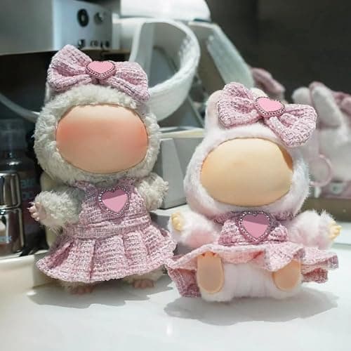 Doll Clothes, Luxury Chic Style Set for 5.91"-6.69" Dolls, Premium Fashion Doll Outfit with Accessories, Pink Dresses + Plaid Bow, Just Clothes thumbnail 4