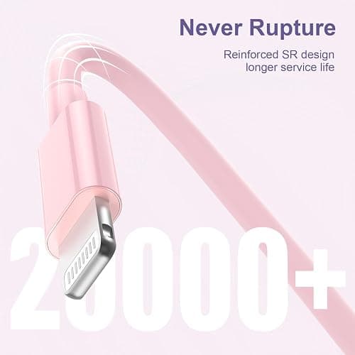 2pack 10ft iPhone Charger, [Apple MFi Certified] Long iPhone Charger Cord 10 ft, Apple Lightning to USB Cable, 10 Foot Fast Charging Cords for iPhone Charger 14/13/12/11/13 Pro/13 Max/X/XS/XR/XS,Pink thumbnail 5