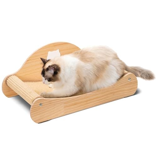 Avont Sisal Cat Scratcher Bed for Indoor Cats, Solid Wood Cat Scratching Lounge, No-Mess Horizontal Scratcher -Large thumbnail 2