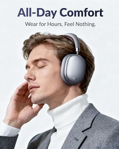 TONEMAY H5Lite Bluetooth Headphones with -52dB Hybrid Active Noise Cancelling,Wireless Over Ear Headphones,Hi-Res Audio,5-Mic ENC Clear Calls,109H Playtime,Comfort Fit for Travel/PC/Home/Office,Silver thumbnail 7