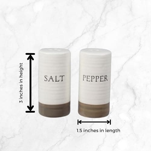 Young's Inc. Farmhouse Ceramic Salt and Pepper Shaker Set - Cute Kitchen Table Accessories and Decor, Small 3-Inch Modern White Rustic Dining Table Decor for Everyday Dining and Gift Giving thumbnail 3