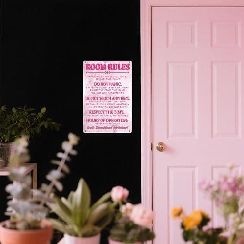 Funny Room Rules Sign Bedroom Door Decor Pink Room Decor For Teen Girls Cute Stuff Fun Room Metal Signs For Teen Girl Cool Preppy Things Decorations For Bedroom Sign thumbnail 5