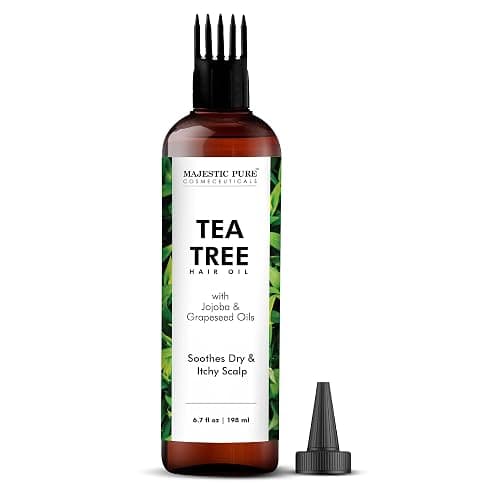 Majestic Pure 100% Pure Tea Tree Oil For Hair Growth - Strengthening, Nourishing, Volumizing - Infused with Jojoba Oil & Grapeseed Oil - Non GMO Verified - 6.7 Fl Oz - Image 1