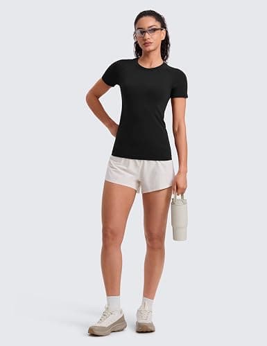CRZ YOGA Seamless T-Shirt Hip Length | Training, Chafe-Free, Slim Fit, Raglan Sleeves, Mesh Vents, Workout, Short Sleeve Tops for Women thumbnail 4