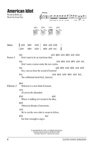 Green Day - Guitar Chord Songbook thumbnail 4