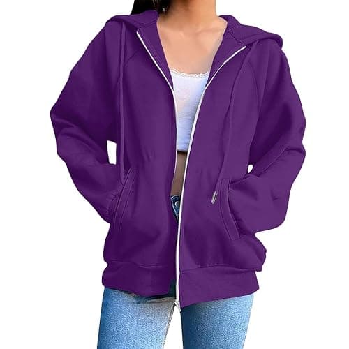 Zip Up Hoodies for Women Fall Hoodie Jacket Full Zip Sweatshirt Winter Coats 2025 Long Sleeve Y2k Jackets - Image 1