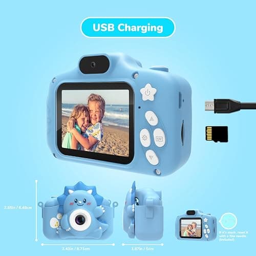 Kinderkamera, HiMont Digitalkamera Kinder mit 32GB TF-Karte & 2.0”-Bildschirm, 1080P Kinder Kamera & Selfie-Videokamera, Geschenke für Geburtstag Weihnachten, Spielzeug für 3-12 Mädchen Jungen (Blau) thumbnail 7