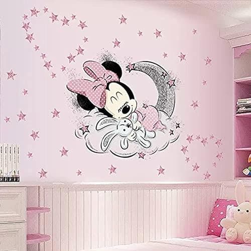Large Mickey and Minnie Mouse Wall Decals for Kids Baby Bedroom Nursery, Disney Mirror Window Walls Stickers Removeable Vinyl Cartoon Peel and Stick (Minnie & Bunny) thumbnail 5