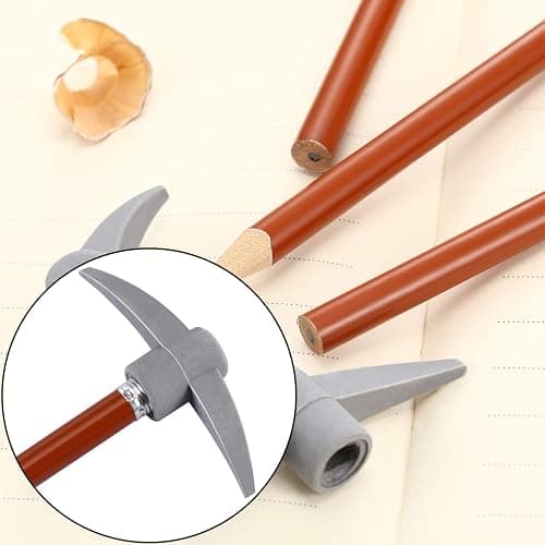 Chinco 24 Pieces Pickaxe Pencils Eraser Set Funny Eraser Topper Pencils Bulk with Axe Shape Erase for Back to School Supplies Students Gifts thumbnail 4