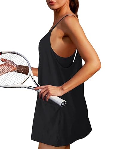 Yidarer Womens Summer Athletic Mini Dress Sleeveless Spaghetti Strap Built-in Shorts Scoop Neck Sundress with Pockets thumbnail 7