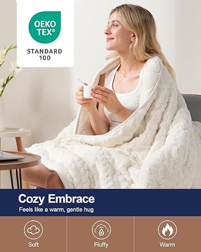 Super Fuzzy Soft Sherpa Fleece Weighted Blanket, 15 lbs Dual Sided Fluffy Heavy Weighted Blankets for Adults - No Bunching with Double Layers of Soft Inner Lining (48"x 72", 15 Pounds) thumbnail 5