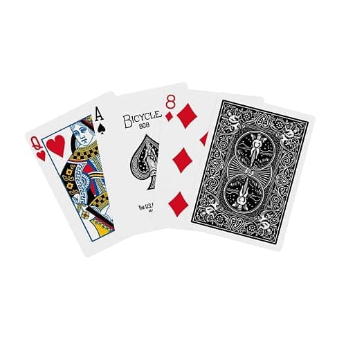 Bicycle Black Playing Cards Standard Index Poker Size Classic Deck | Sleek black Rider Back design, Air Cushion Finish, Made in USA, For poker rummy euchre canasta and pinochle thumbnail 5