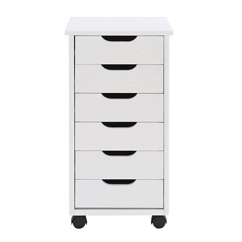 Linon Home Decor Products Corinne Six Drawer Storage, White Wash Rolling Cart - White Wash - Six Drawers thumbnail 11