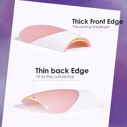 Canvalite French Tip Press on Nails - 300Pcs Pre-Colored Short Gel Nail Tips, Quick and Easy Almond Fake Nails With Designs, DIY French Tip, Pink White thumbnail 8