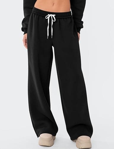 LOMON Wide Leg Sweatpants Women Fleece Sweat Pants Fall Spring Clothes 2026 Teen Girl Baggy Jogger Sweatpant with Pockets thumbnail 2