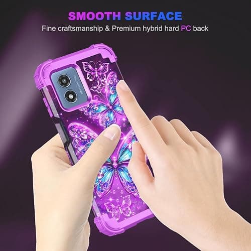 Casetego Compatible with Moto G 5G 2024 Case,Glow in The Dark Three Layer Heavy Duty Sturdy Shockproof Full Protection Rugged Hard PC+Soft TPU Bumper Case,All Purple thumbnail 7