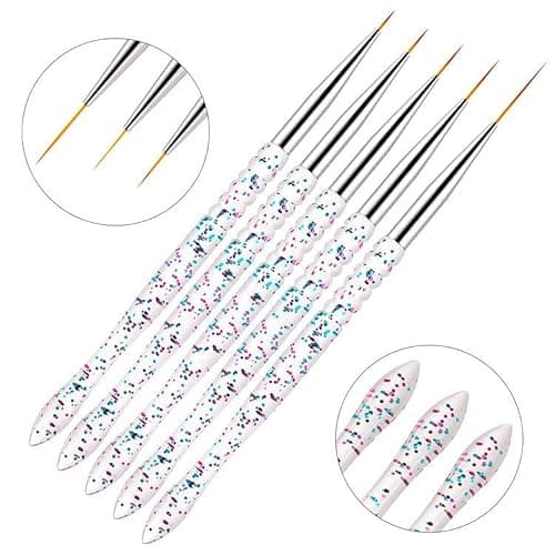 FULINJOY Nail Dotting Tools 10 Pcs Kit - 5 pcs Double-end Nail Dotting tools and 5 Pcs Nail Art Liner Painting Brushes thumbnail 5