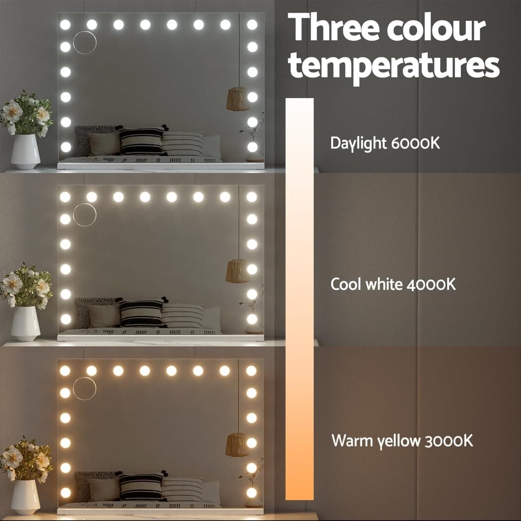 Embellir Makeup Mirror, 80 x 58cm Hollywood Vanity Mirrors Beauty Cosmetic Dressing Bathroom Decor, 18 LED Light Bulbs with Tabletop Lights Rectangle Dimmable thumbnail 5