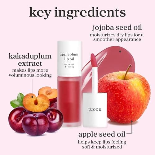 NOONI Korean Lip Oil - Appleplum | Long-Lasting, Moisturizing, Plumping, Revitalizing for Dry Lips, Waterproof, No Peel Off, Korean Tint, Hydrating, Nourishing Crystal Clear, 0.12 FL Oz thumbnail 7