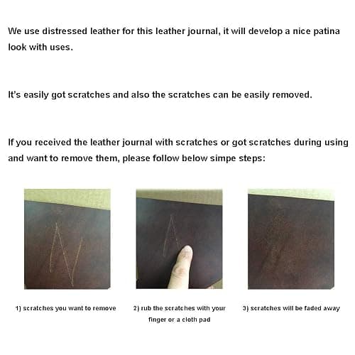 Leather Journal Writing Notebook - Genuine Leather Bound Daily Notepad for Men & Women Lined Paper 240 Kraft Pages, Handmade, Rustic Brown, 5 x 7 in thumbnail 8