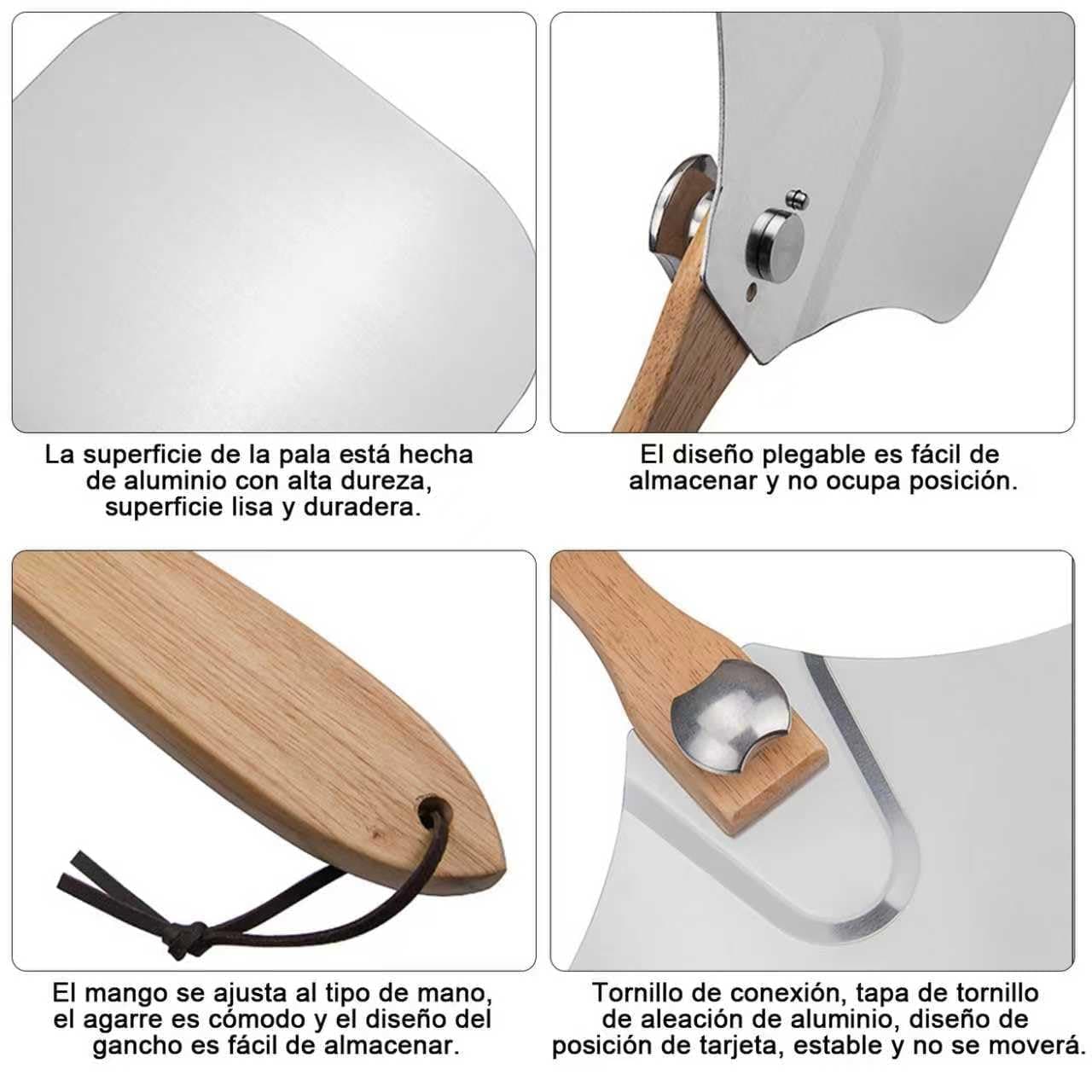 Pala para Pizza de Aluminio 12" X 14", Espátula para Pizza, Juego de Espátulas Plegables de Aluminio Para Pizza, para hornear thumbnail 3