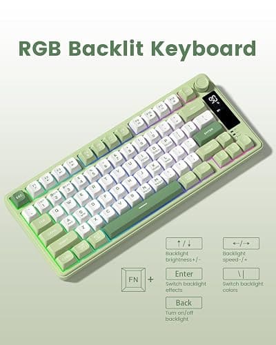 Womier DK75 75% Wireless Gaming Keyboard, RGB Backlit Creamy Keyboard with Media Knob, OLED Screen, Tri-Mode 2.4GHz/USB-C/BT5.0, Anti-Ghosting No-Conflict Silent Membrane Keyboard for MAC Windows thumbnail 6