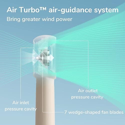 JISULIFE Handheld Portable Turbo Fan [16H Max Cooling Time], 4000mAh USB Rechargeable Personal Battery Operated Mini Small Pocket Fan with 5 Speeds for Travel/Outdoor/Vacation/Concerts - Brown thumbnail 4