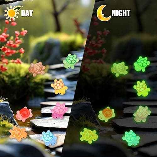 100 Pcs Luminous Mini Resin Turtles, Tiny Sea Turtle Animals to Hide Miniature Figures Glow in the Dark Small Plastic Ocean Animal for Fairy Garden Micro Landscaping Dollhouse Home Decor Party Gifts thumbnail 4