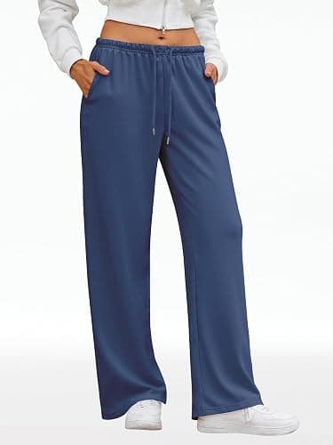 JEKAOYI Wide Leg Sweatpants for Women High Waisted Baggy Sweat Track Pants Drawstring Casual Lounge Pants with Pockets thumbnail 2
