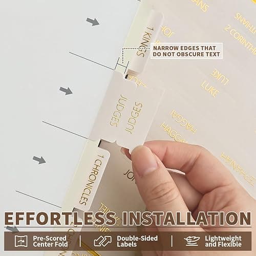 ZIEYOMI- Laminated Bible Tabs for Women and Men, Bible Study Journaling Supplies, Large Print Bible Book Index Tabs for Study Bible, Gold Foil Embossed Lettering Bible Stickers Dividers Tabs - Boho thumbnail 2