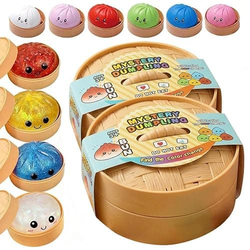 Random Flashy Dumpling Box Soft Toy, Colorful Smile Steamer Baozi Stress Relief Ball, Fun Party Solo Play, 1/2/4 Pieces - Image 1
