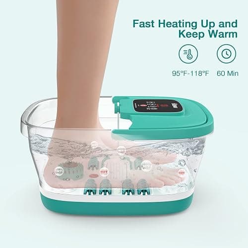 HOSPAN Collapsible Foot Spa with Heat, Bubble, Red Light, and Temperature Control, Foot Bath Massager with 8 Shiatsu Massage Rollers, Pedicure Foot Spa for Relaxation - FS01A thumbnail 3