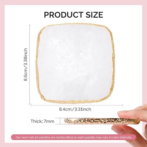 MelodySusie 1PC Square Shape Resin Nail Art Palette, Professional Color Mixing Board for Gel Polish, Acrylics, Pigment Blending, Salon and DIY Makeup Artist Tool, White thumbnail 3