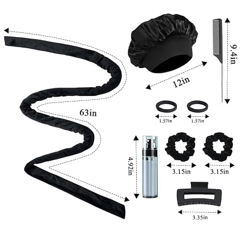 Heatless Curls, No Heat Curlers Overnight Heatless Curlers Headband for Women, Black thumbnail 2