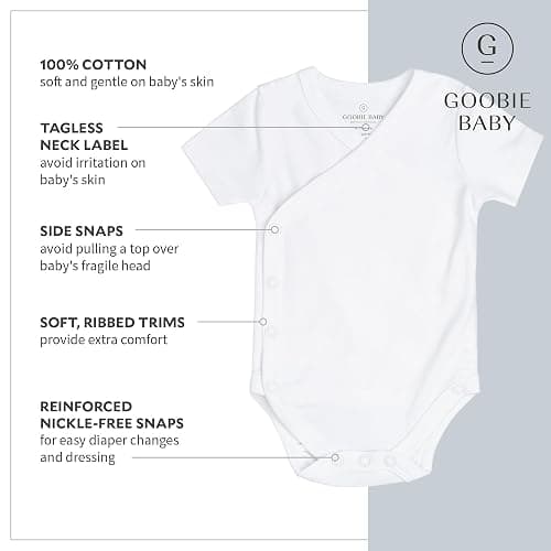 Baby Side Snap Bodysuit Set, 100% Cotton Boy Girl Unisex Kimono Onesie, 4 Pack thumbnail 3