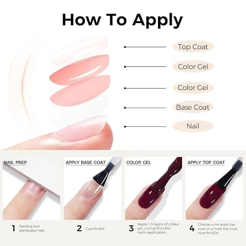 TOMICCA Vernis Semi Permanent, Rouge Cerise Vernis Gel UV Semi Permanent, Soak Off Vernis Gel UV LED Gel Cadeau Pour Salon de Manucure DIY Home, 8ML thumbnail 6