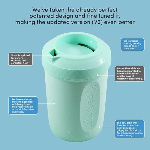 HyperChiller HC2M# Patented Iced Coffee/Beverage Cooler, NEW, IMPROVED,STRONGER AND MORE DURABLE! Ready in One Minute, Reusable for Iced Tea, Wine, Spirits, Alcohol, Juice, 12.5 Oz, Spearmint thumbnail 7