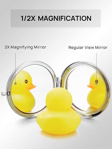 Getinbulk Compact Mirror, 1x/2x Magnification Pocket Mirror, Silver | Compact Mirror for Purse, Metal+Glass, Foldable Double-Sided Mirror, Purse Essentials, Portable, Travel, Quick Touch-ups thumbnail 3