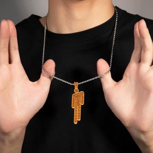 EPRHAY Men's Women's Colourful Rhinestone Human Necklace,Shining Multi-coloured Diamond Humanoid Shape Pendant,Unique Bad Guy Villain Stainless Steel Necklace,Hip Hop Ornament Jewelry Gifts thumbnail 7
