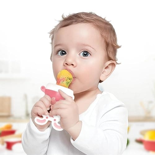 Lola Kids Grignoteuse Bébé - Lot de 2 Tétine Grignoteuses Bébé sans BPA - Inclus 8 Tetines Evolutives - Sucette Fruit en Silicone Alimentaire - Tétine Dentition - Idéal Diversification Alimentaire thumbnail 2