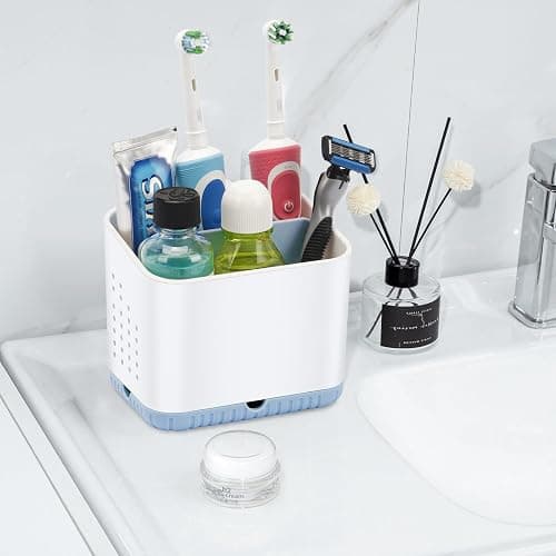 PARKMANI Toothbrush Holders for Bathrooms, Kids Electric Toothbrush and Toothpaste Holder, 4 Slots Tooth Brushing Holder for Bathroom Organizer Countertop, Bathroom Accessories (Blue) thumbnail 2