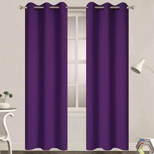 Yakamok Blackout Curtains 38x84 inch Purple Thermal Drapes-Bedroom | 2 panels,room darkening,thermal insulated,noise reducing,privacy protection,grommet window treatment,living room study dining - Image 1