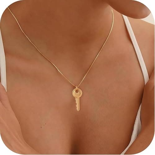 Liiusgelad Gold Key Necklace for Women, Stainless Steel Dainty Summer Fashion Jewelry, Elegant Pendant Gift thumbnail 3