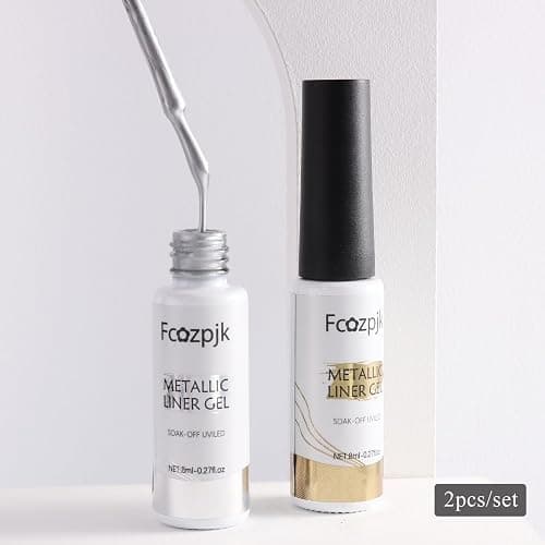 Fcozpjk Metallic Gel Nail Polish 2PCS Chrome Gel Liner Nail Art Gold Silver Gel Polish 8ml Mirror Effect Painting Nail Gel with Build in Thin Brush Soak Off UV/LED Nail Polish Manicure Supplies thumbnail 6